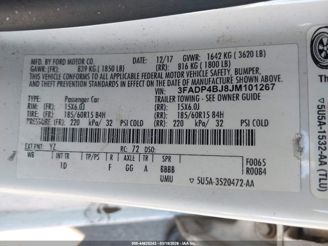 Ford FIESTA SE 2018 3FADP4BJ8JM101267 Image 9