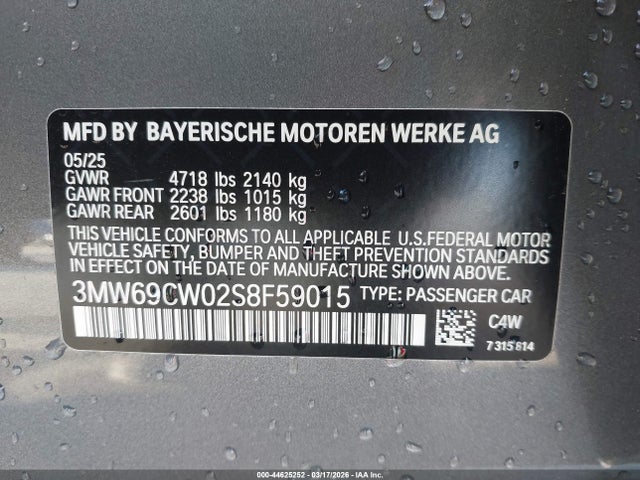 Aukcja sprzedaży 2025 Bmw 330i, vin: 3MW69CW02S8F59015, numer aukcji: 44625252