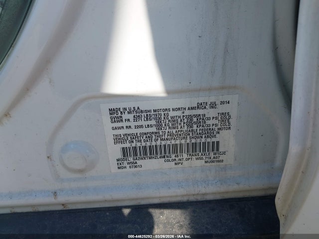 Продаж на аукціоні авто 2015 Mitsubishi Outlander Sport Es, vin: 4A4AR3AU4FE003887, номер лоту: 44625292