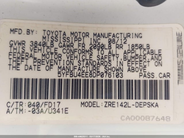 2013 TOYOTA COROLLA 5YFBU4EE8DP076103 Photo 8