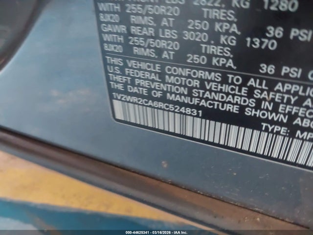 Продажа на аукционе авто 2024 Volkswagen Atlas 2.0t Se W/technology, vin: 1V2WR2CA6RC524831, номер лота: 44625341