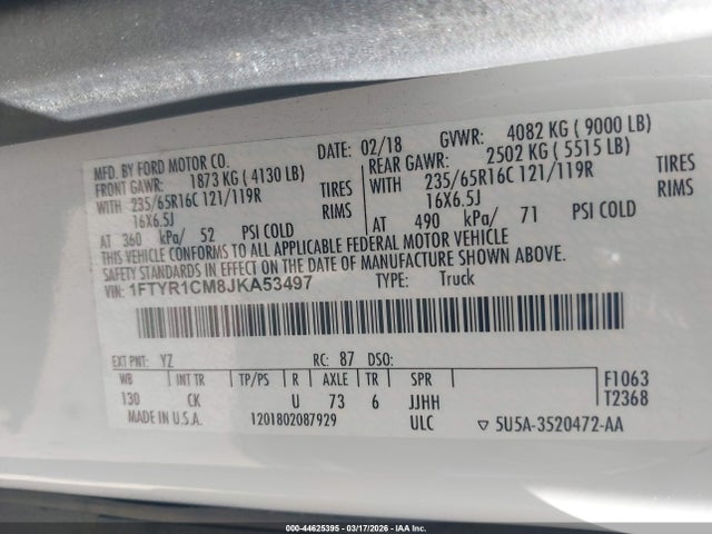 1FTYR1CM8JKA53497 Ford Transit-250