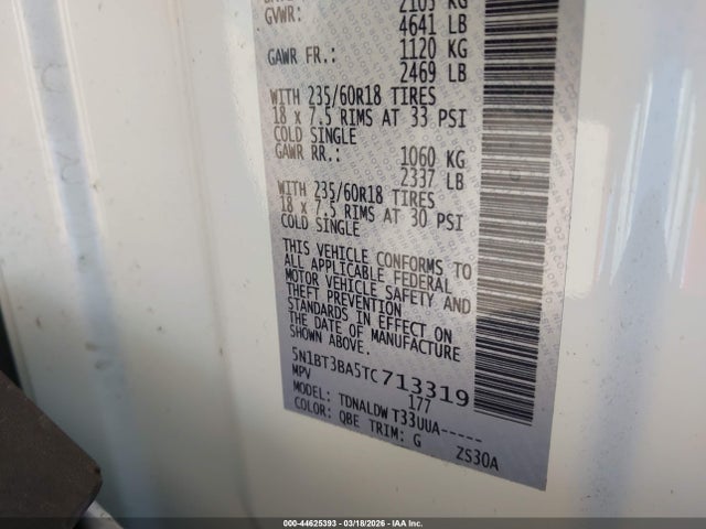 5N1BT3BA5TC713319 Nissan ROGUE SV