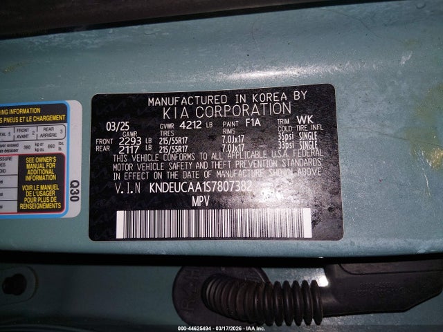 44625494 :رقم المزاد ، KNDEUCAA1S7807382 vin ، 2025 Kia Seltos S مزاد بيع