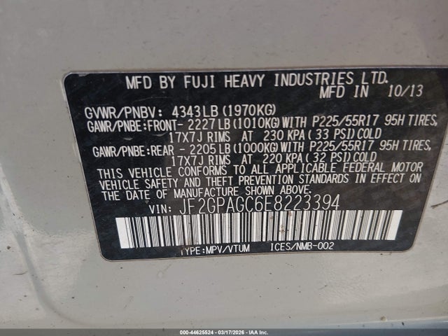Продажа на аукционе авто 2014 Subaru Xv Crosstrek 2.0i Limited, vin: JF2GPAGC6E8223394, номер лота: 44625524