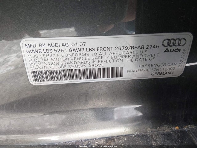 2007 AUDI A6 WAUEH74F17N112807 Photo 8
