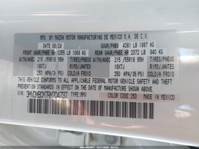 2024 Mazda Cx-30 2.5 S Preferred Package მანქანა იყიდება აუქციონზე, vin: 3MVDMBCM7RM704737, აუქციონის ნომერი: 44625557