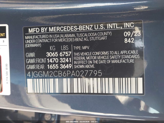 4JGGM2CB6PA027795 Mercedes-Benz Eqe 500 Suv 4matic