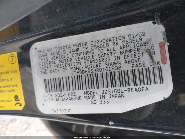Продажа на аукционе авто 2002 Lexus Gs 300, vin: JT8BD69S320161898, номер лота: 44625617
