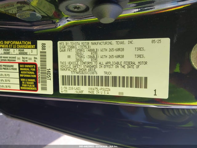 5TFNA5DB2SX318076 Toyota Tundra Platinum