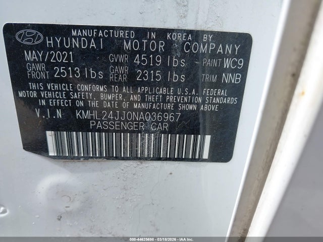KMHL24JJ0NA036967 Hyundai Sonata Hybrid Blue