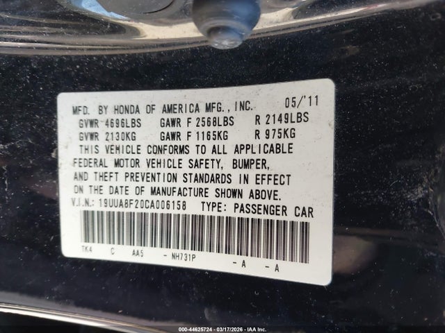 2012 ACURA TL 19UUA8F20CA006158 Photo 8