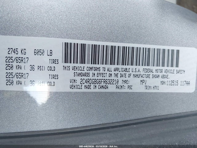 2015 DODGE GRAND CARAVAN 2C4RDGBG6FR632210 Photo 8
