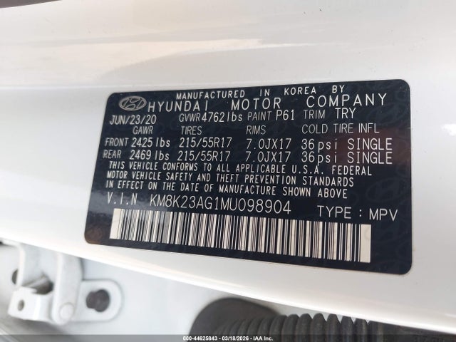 KM8K23AG1MU098904 Hyundai Kona Electric Sel