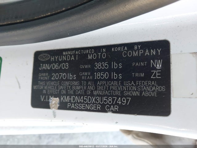 2003 HYUNDAI ELANTRA KMHDN45DX3U587497 Photo 8