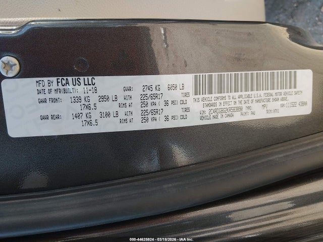 Aukcja sprzedaży 2019 Dodge Grand Caravan Se, vin: 2C4RDGBG2KR583890, numer aukcji: 44625924