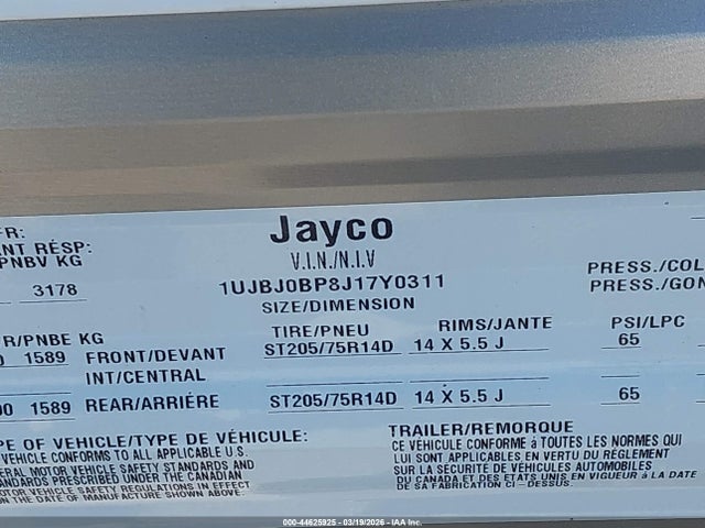 1UJBJ0BP8J17Y0311 Jayco Other
