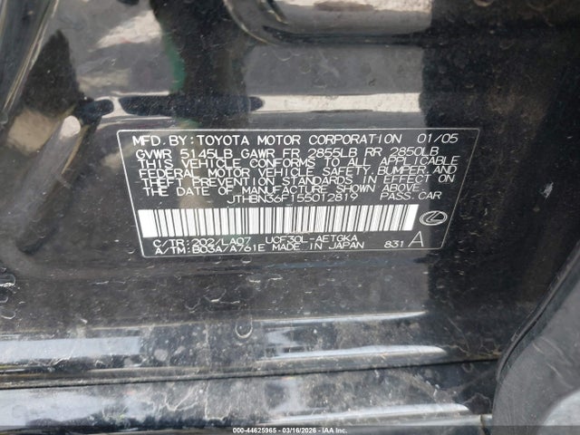 2005 LEXUS LS 430 JTHBN36F155012819 Photo 8