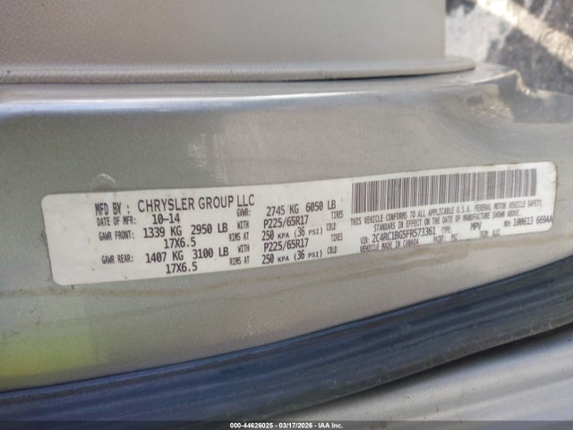 Aukcja sprzedaży 2015 Chrysler Town & Country Touring, vin: 2C4RC1BG5FR573361, numer aukcji: 44626025