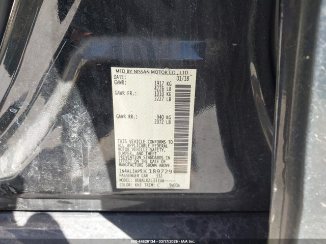 Aukcja sprzedaży 2018 Nissan Altima 2.5 Sl, vin: 1N4AL3AP9JC189729, numer aukcji: 44626134