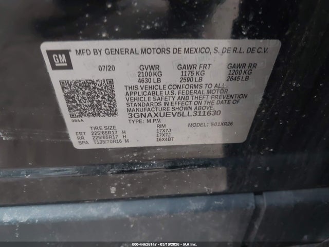 3GNAXUEV5LL311630 Chevrolet Equinox Awd Lt 1.5l Turbo