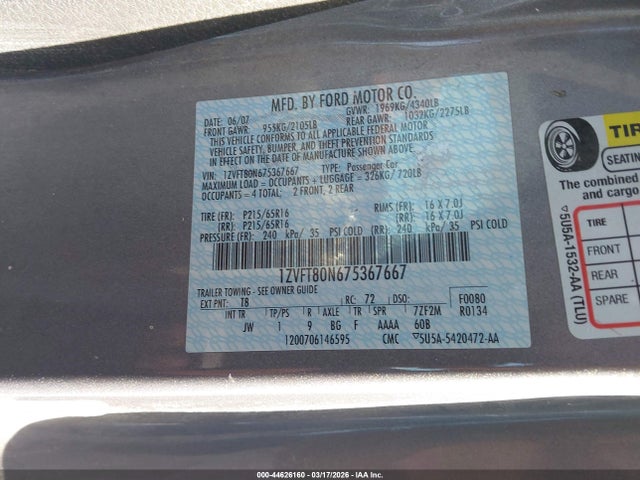 2007 FORD MUSTANG 1ZVFT80N675367667 Photo 8