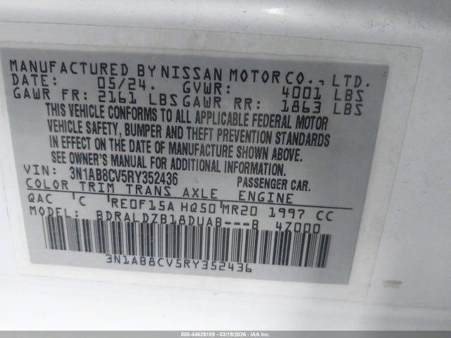 Aukcja sprzedaży 2024 Nissan Sentra Sv Xtronic Cvt, vin: 3N1AB8CV5RY352436, numer aukcji: 44626189