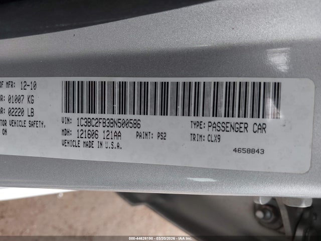 2011 Chrysler 200 Limited მანქანა იყიდება აუქციონზე, vin: 1C3BC2FB3BN500586, აუქციონის ნომერი: 44626190