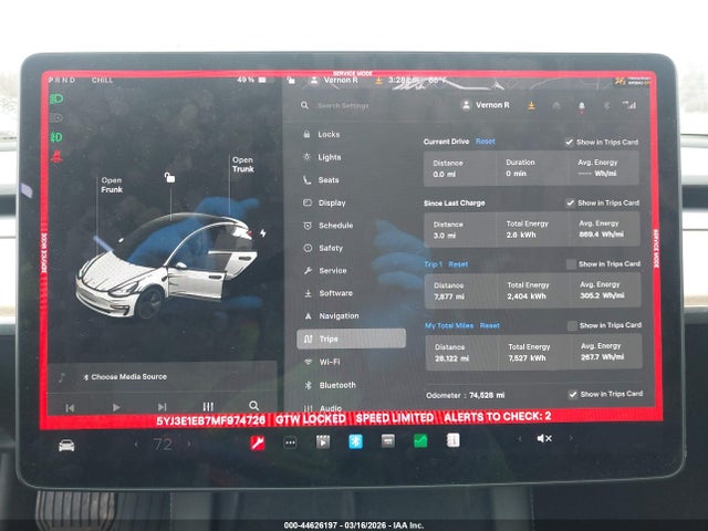 2021 Tesla Model 3 Long Range Dual Motor All-wheel Drive მანქანა იყიდება აუქციონზე, vin: 5YJ3E1EB7MF974726, აუქციონის ნომერი: 44626197