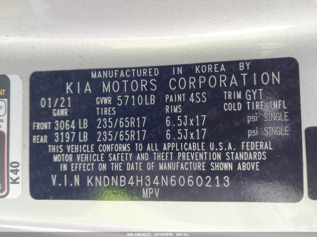 2022 KIA CARNIVAL MPV KNDNB4H34N6060213 Photo 8