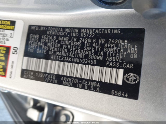 Toyota Camry Le Hybrid 2022 4T1C31AK4NU593450 Image 9