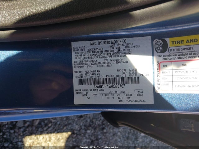 2010 FORD FUSION 3FAHP0HA5AR393707 Photo 8