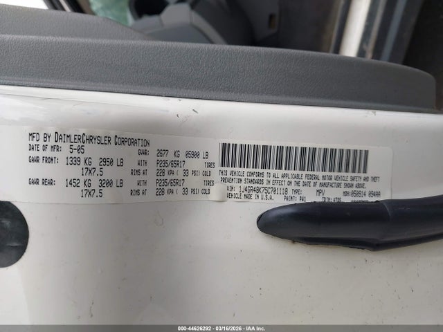 2005 JEEP GRAND CHEROKEE 1J4GR48K75C701118 Photo 8