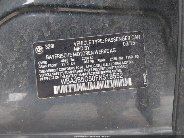 Продаж на аукціоні авто 2015 Bmw 328i Xdrive, vin: WBA3B5G50FNS18552, номер лоту: 44626293