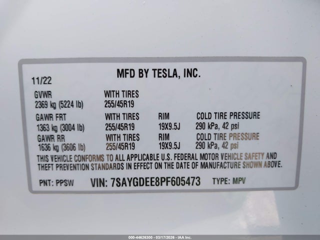 7SAYGDEE8PF605473 Tesla Model Y Awd/long Range Dual Motor All-wheel Drive