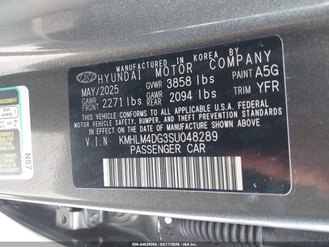 Продаж на аукціоні авто 2025 Hyundai Elantra Sel Sport, vin: KMHLM4DG3SU048289, номер лоту: 44626354