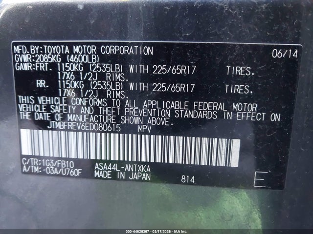 Toyota RAV4 LE 2014 JTMBFREV6ED080615 Image 9