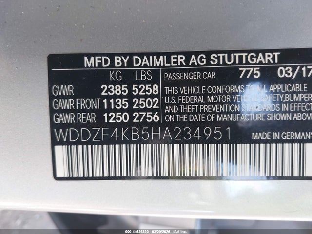 Aukcja sprzedaży 2017 Mercedes-benz E 300 4matic, vin: WDDZF4KB5HA234951, numer aukcji: 44626390