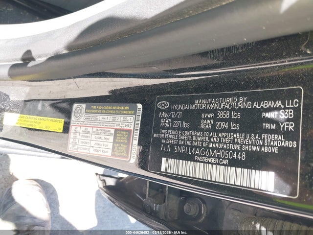 Aukcja sprzedaży 2021 Hyundai Elantra Se, vin: 5NPLL4AG6MH050448, numer aukcji: 44626492
