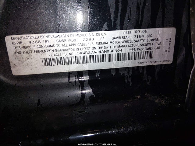 Продаж на аукціоні авто 2010 Volkswagen Jetta Se, vin: 3VWRZ7AJ4AM030594, номер лоту: 44626502