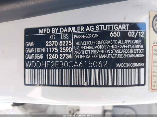 Продажа на аукционе авто 2012 Mercedes-benz E 350 Bluetec, vin: WDDHF2EB0CA615062, номер лота: 44626514