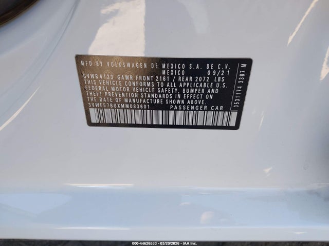 Продажа на аукционе авто 2021 Volkswagen Jetta 1.4t Sel, vin: 3VWE57BUXMM083601, номер лота: 44626533