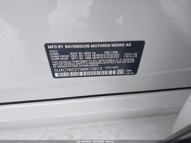 5UXCY6C07N9K10813 BMW X6 Xdrive40i