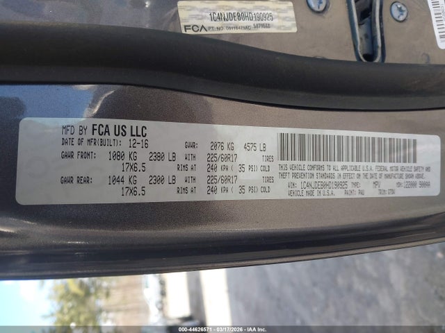 Aukcja sprzedaży 2017 Jeep Compass Latitude 4x4, vin: 1C4NJDEB0HD190925, numer aukcji: 44626571