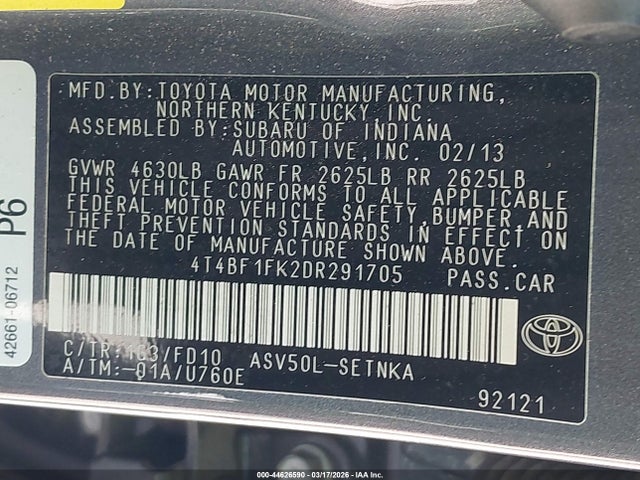 Продаж на аукціоні авто 2013 Toyota Camry Le, vin: 4T4BF1FK2DR291705, номер лоту: 44626590