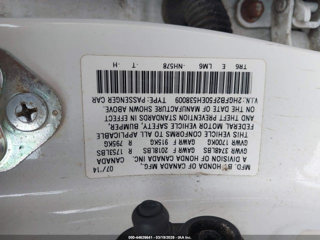 2HGFB2F50EH538009 Honda Civic Lx