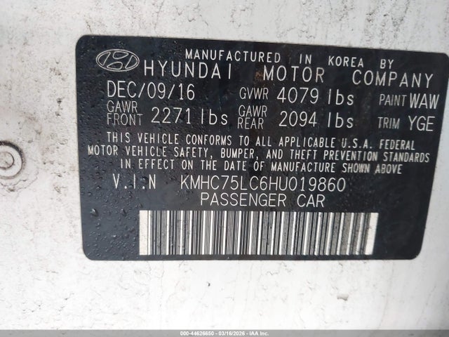 2017 HYUNDAI IONIQ HYBRID KMHC75LC6HU019860 Photo 8