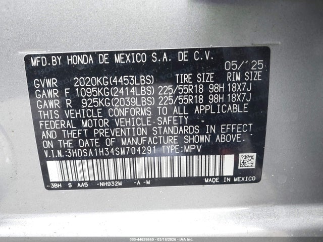 Продажа на аукционе авто 2025 Acura Adx, vin: 3HDSA1H34SM704291, номер лота: 44626669