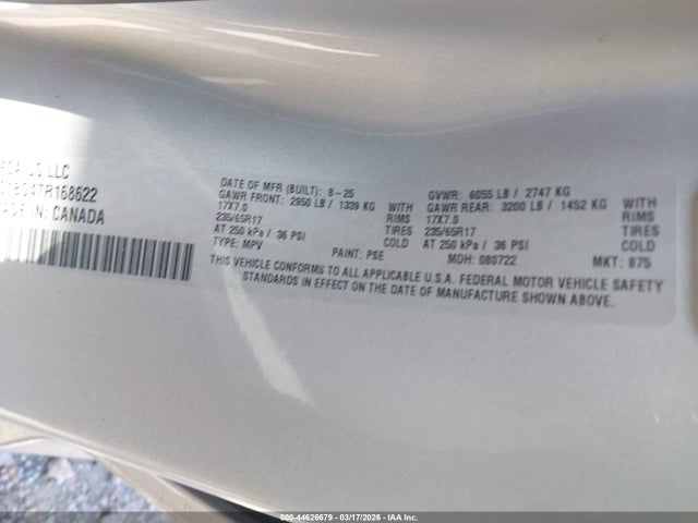 Aukcja sprzedaży 2026 Chrysler Pacifica Select, vin: 2C4RC1BG4TR168622, numer aukcji: 44626679