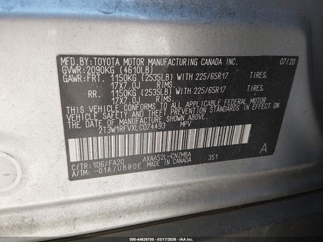 2020 TOYOTA RAV4 2T3W1RFVXLC074493 Photo 8